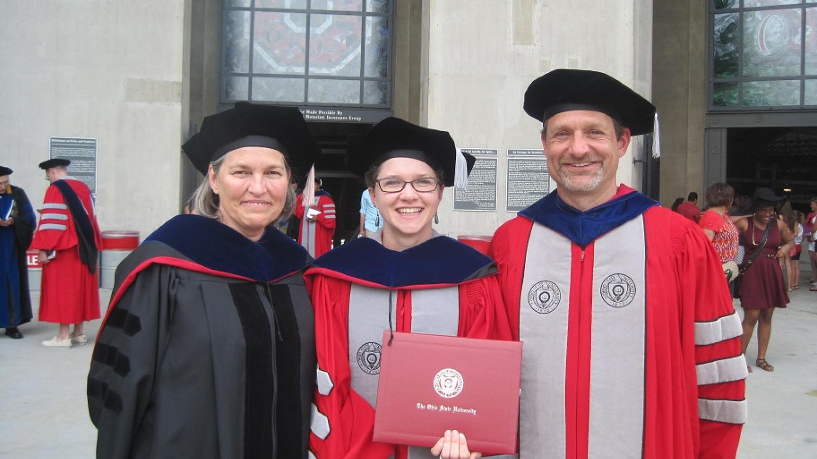Libby Marschall, Cassie May, Stu Ludsin, spring graduation 2015