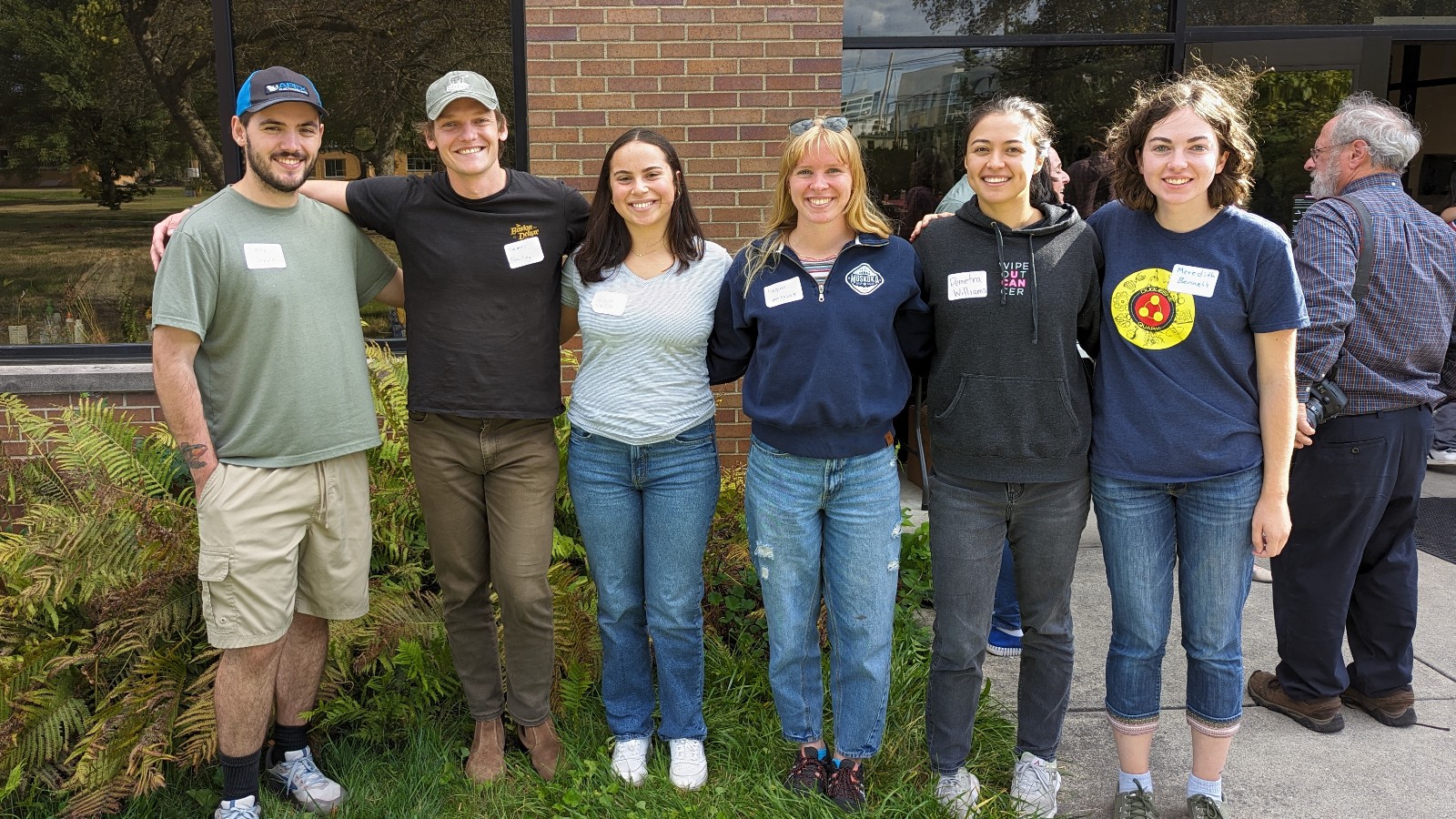 Group photo of Seth Drake, James Dowling, Grace Watson, Megan Herbruck, Demetra Williams, and Meredith Bennett