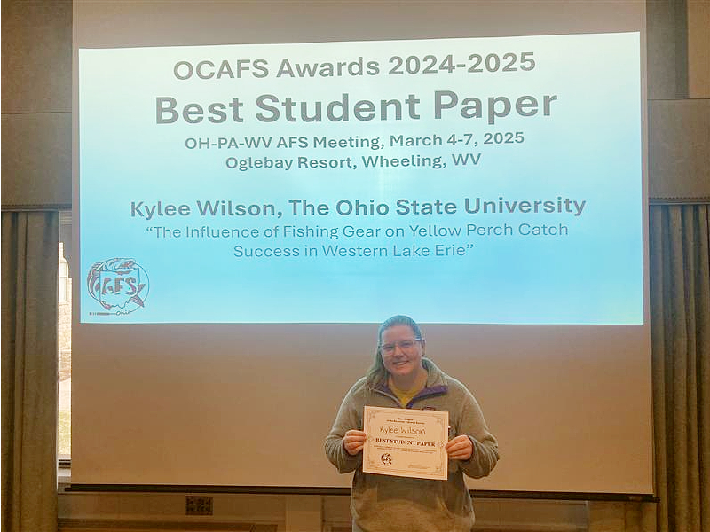 Kylee Wilson and her best Ohio Student presentation award