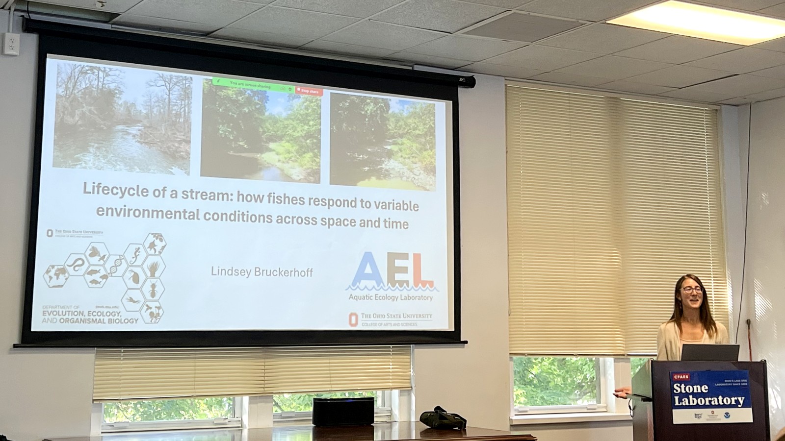 Lindsey Bruckerhoff presenting at Stone Lab