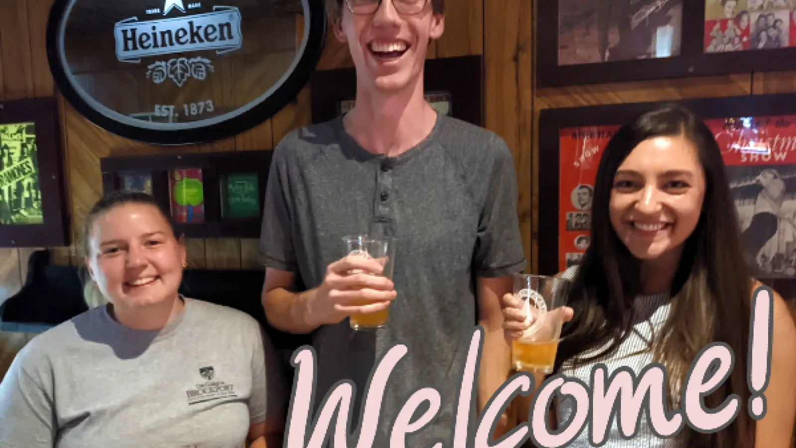 Kylee Wilson, Joe Gentine, and Morgan Shaw at Happy hour