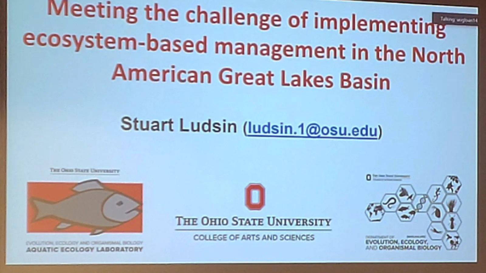 Title slide of Stu's talk
