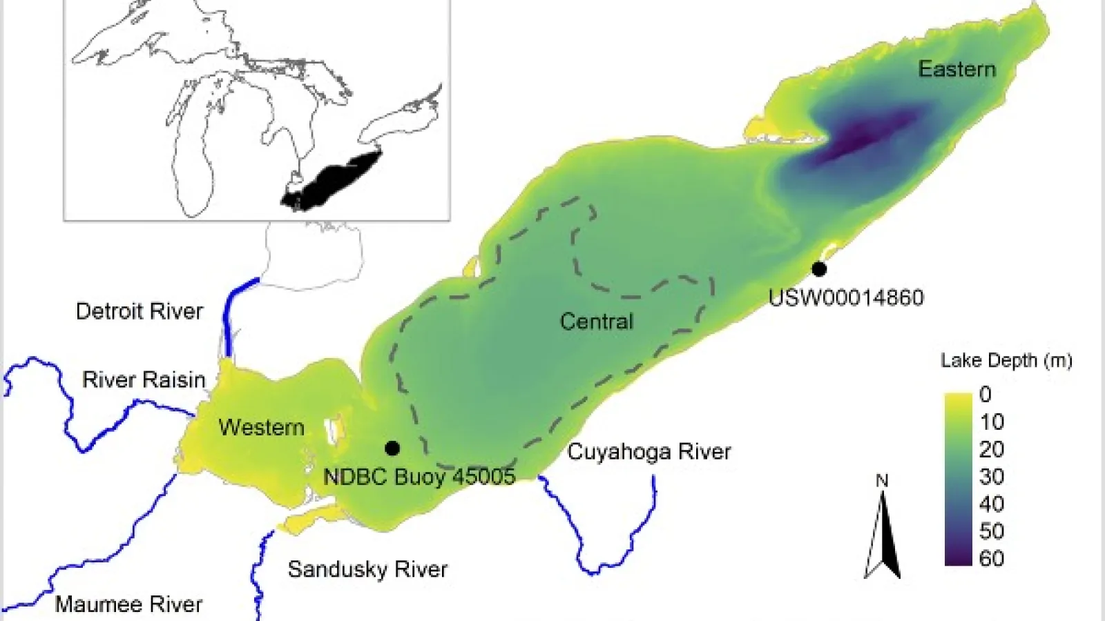 Lake Erie depth map