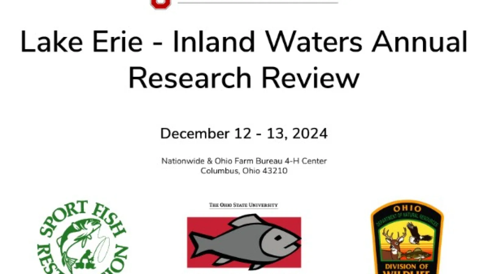 Lake Erie & Inland Waters Annual Research Review with agency logos