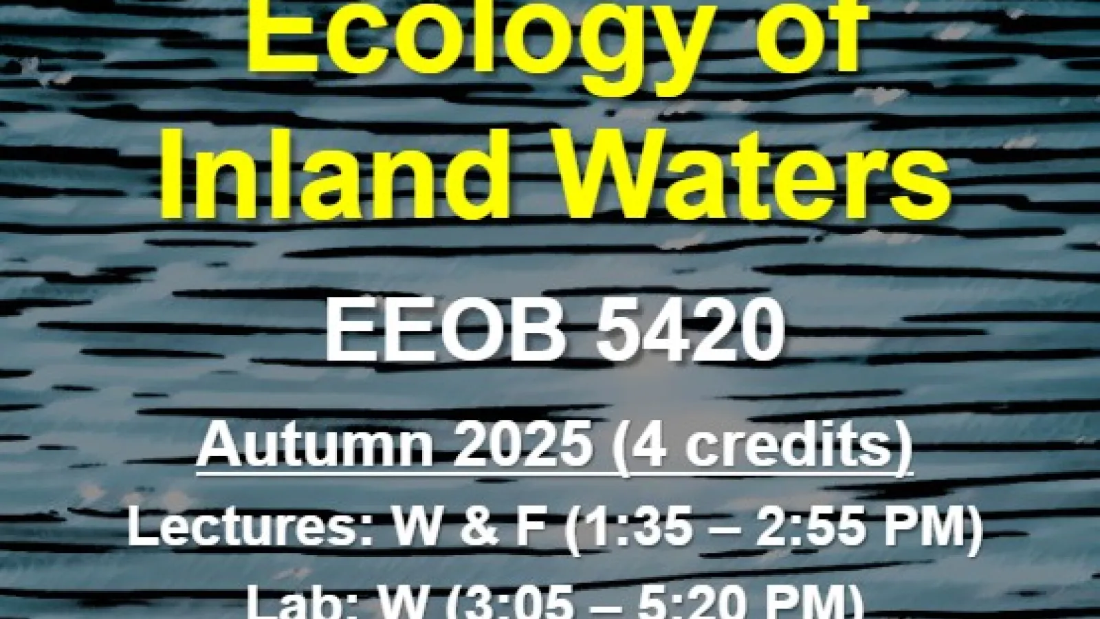 water background; text: Ecology of Inland waters