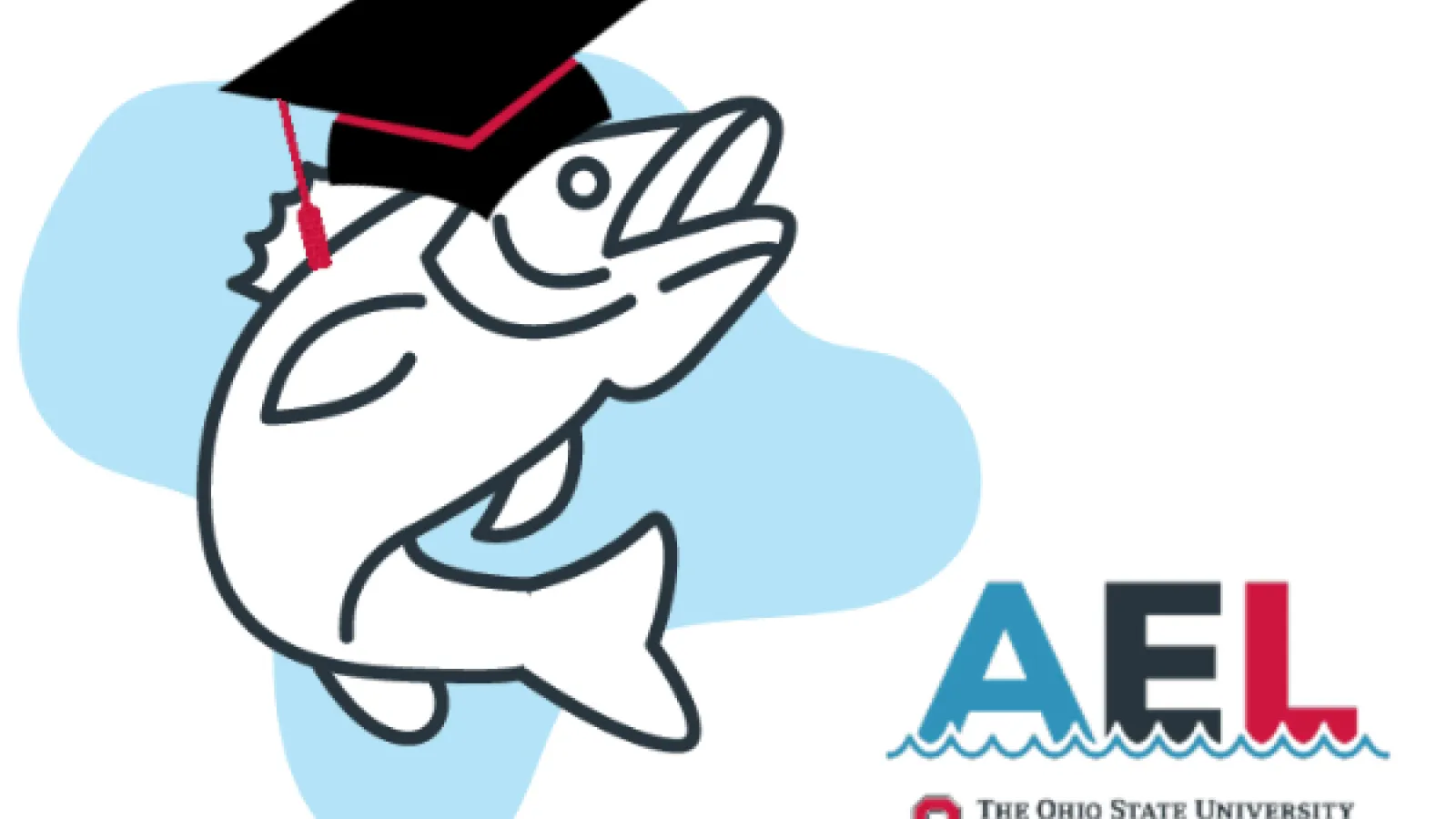 Fish Icon with a mortar board hat and the AEL logo