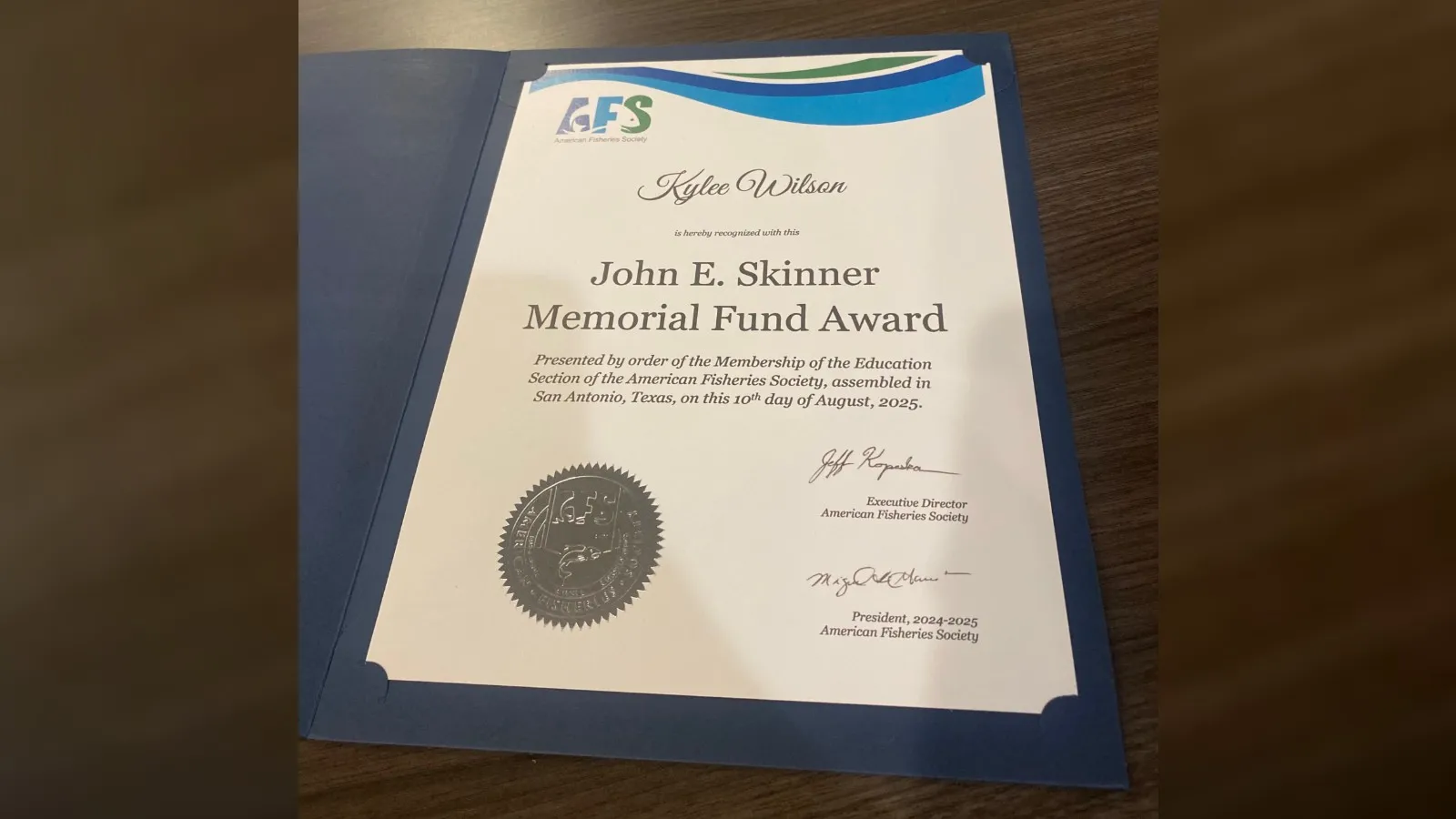 Kylee Wilson's Skinner Award