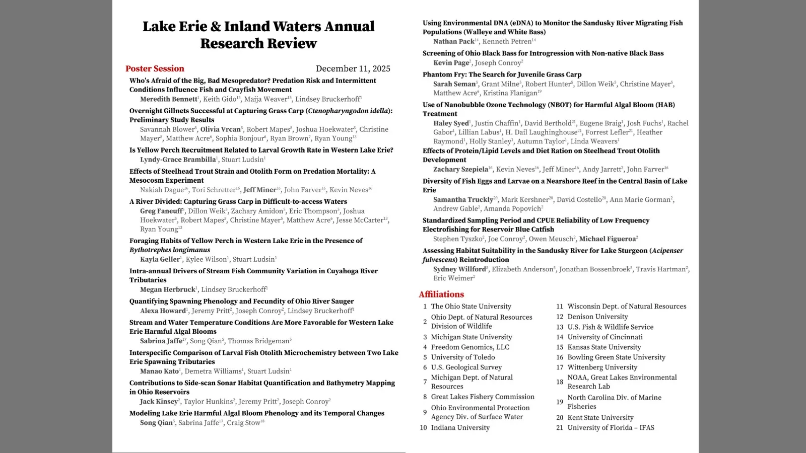 List of posters from program