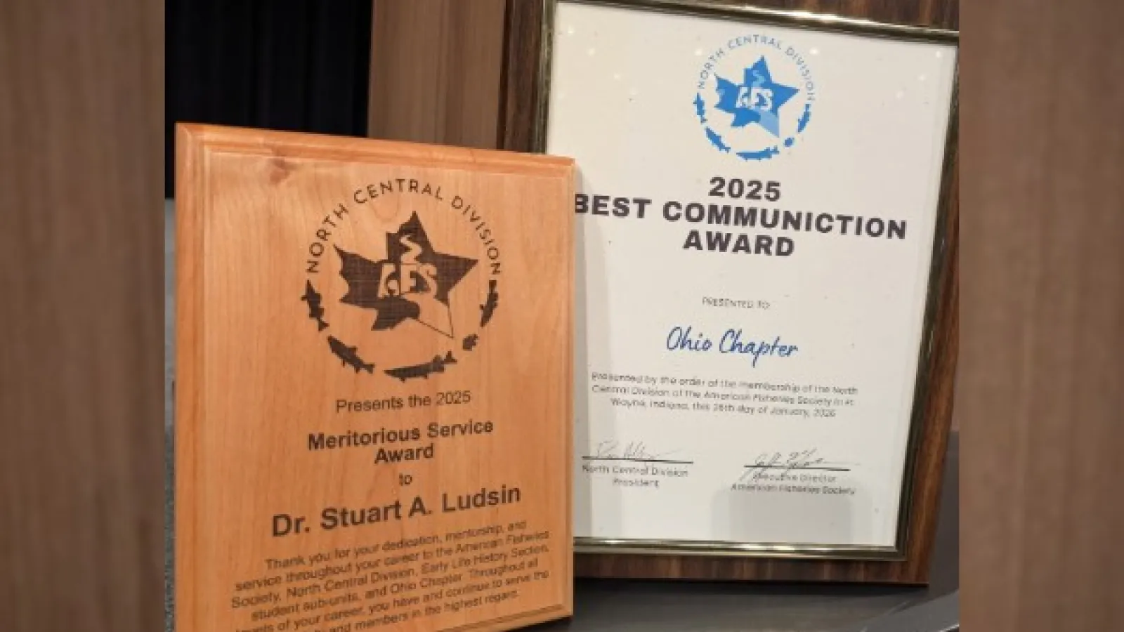 Plaques for Dr Ludsin and OCAFS