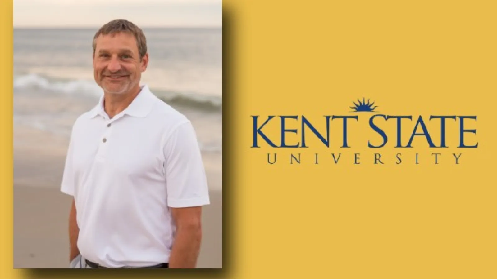 Stu Ludsin next to Kent State University logo