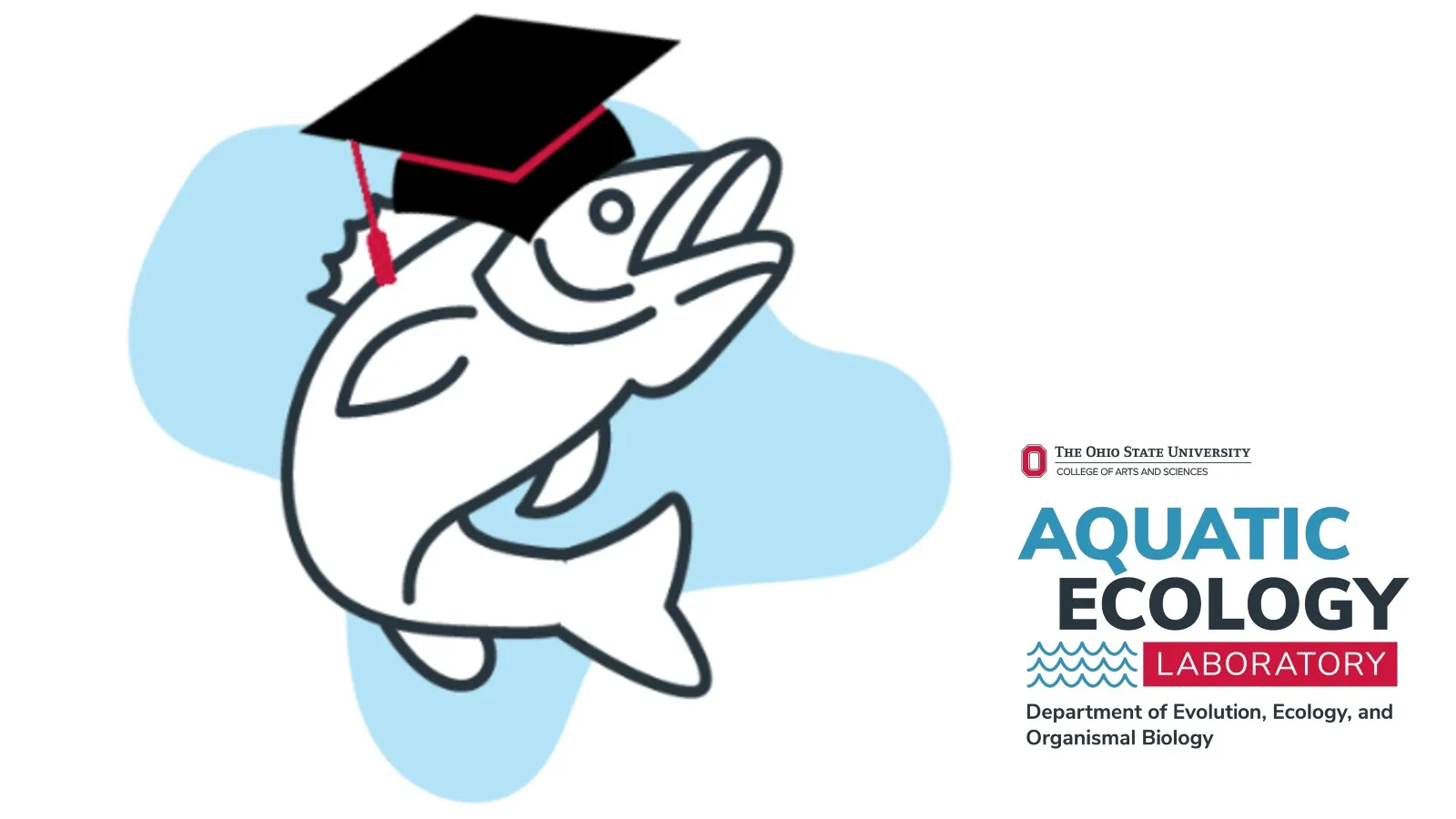 Caricature of a fish with a mortar board hat next to AEL logo 