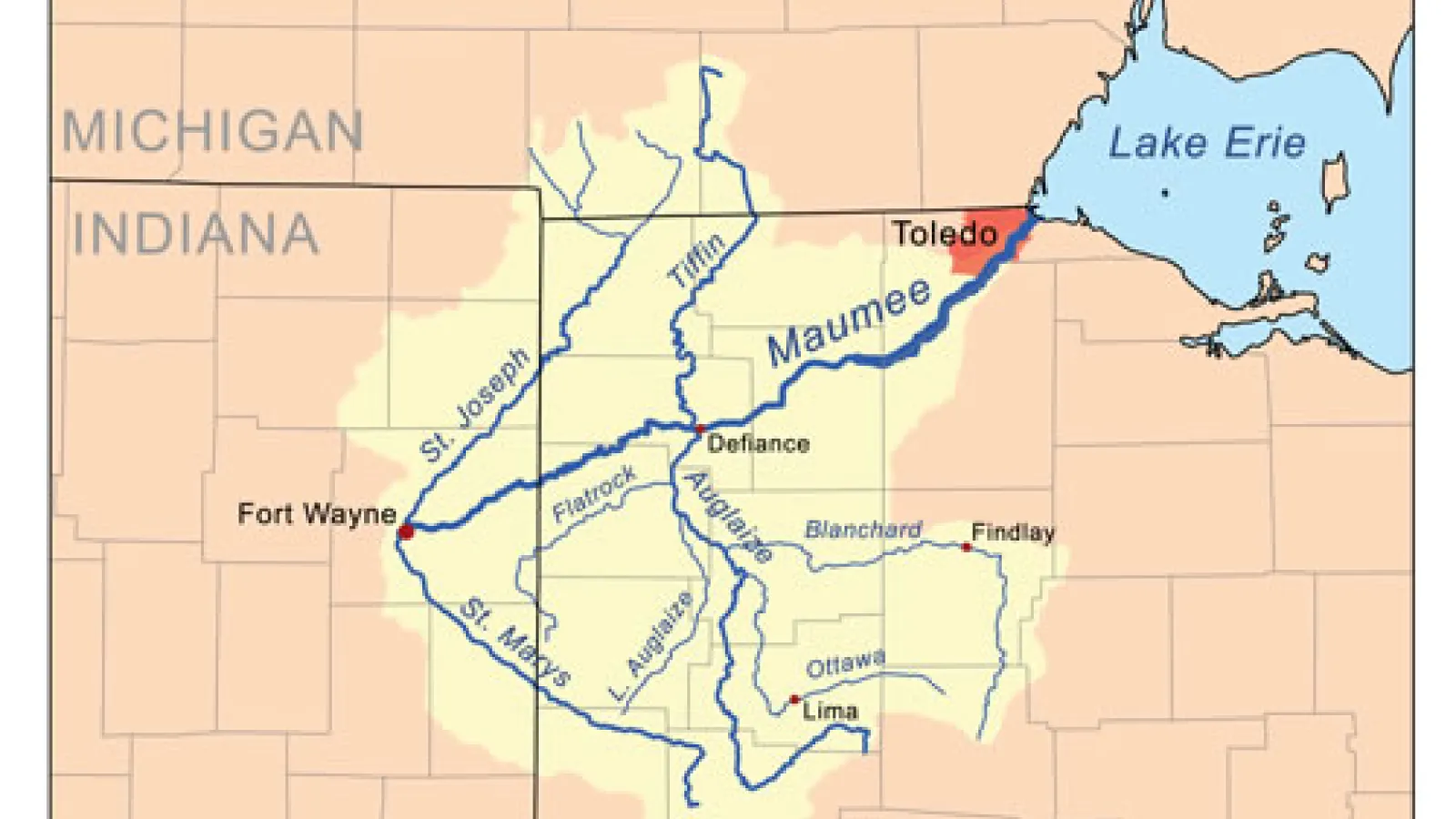 Map of Maumee River watershed