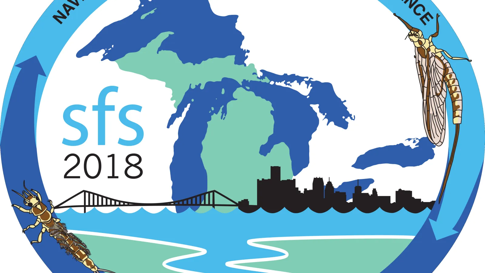 Society for freshwater science 2018 in Detroit, Michigan logo