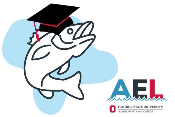 Fish Icon with a mortar board hat and the AEL logo