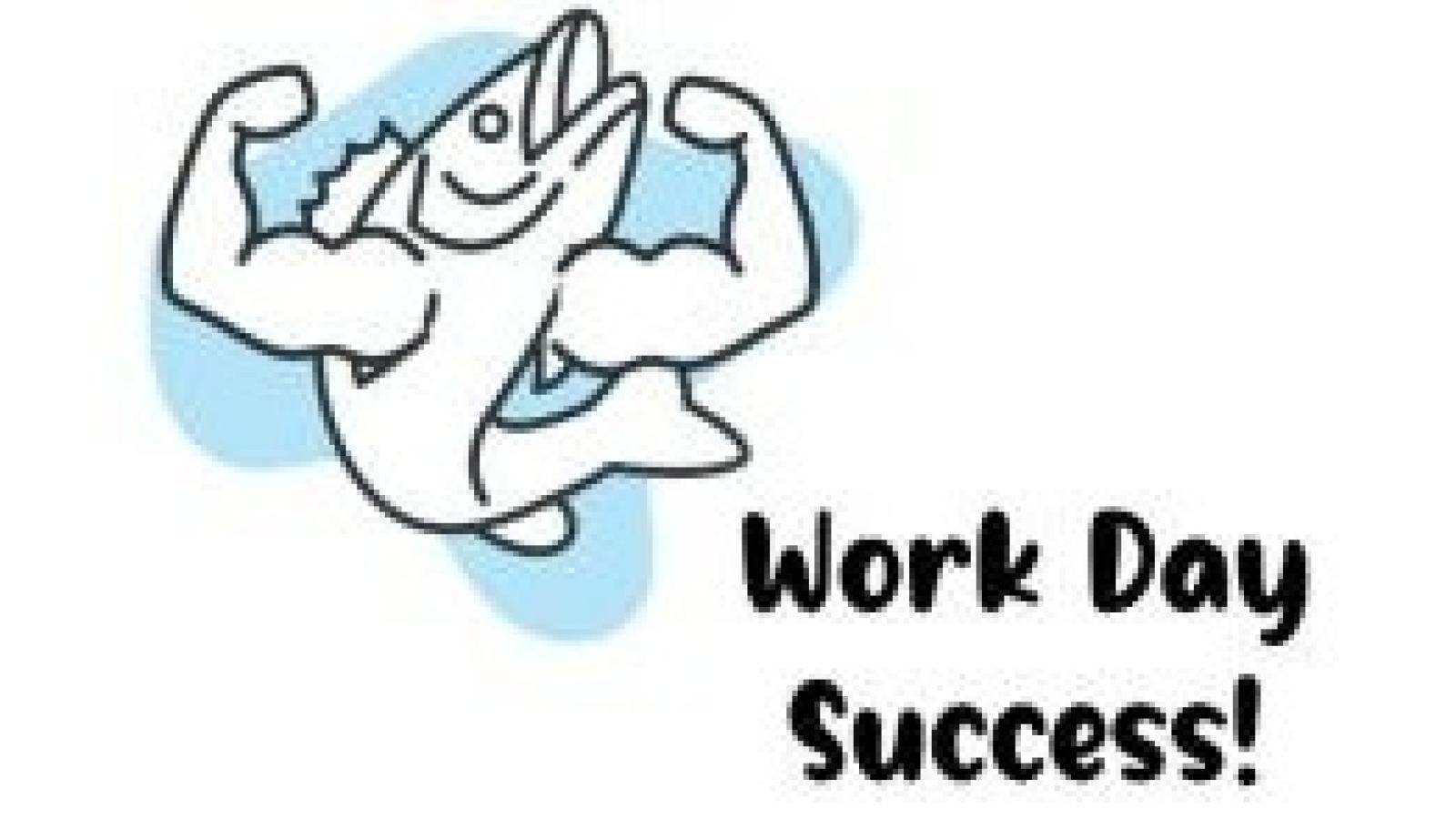 AEL Fish icon with muscled arms, text: "Work Day Success!"