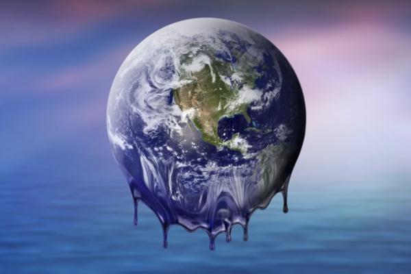 Earth melting planet earth melting over an ocean