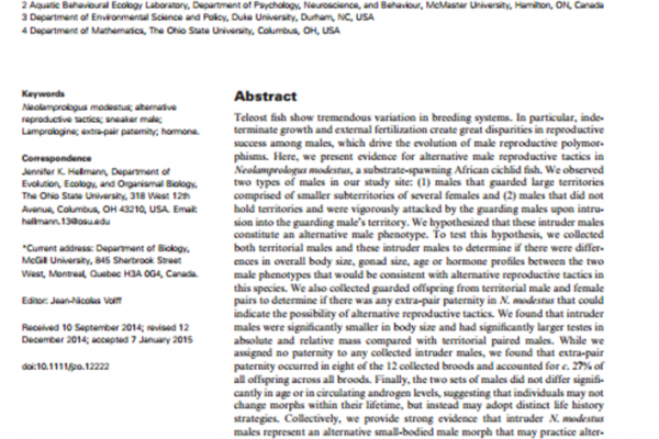 Sneak peek at Journal of Zoology article Sneak peek at Journal of Zoology article