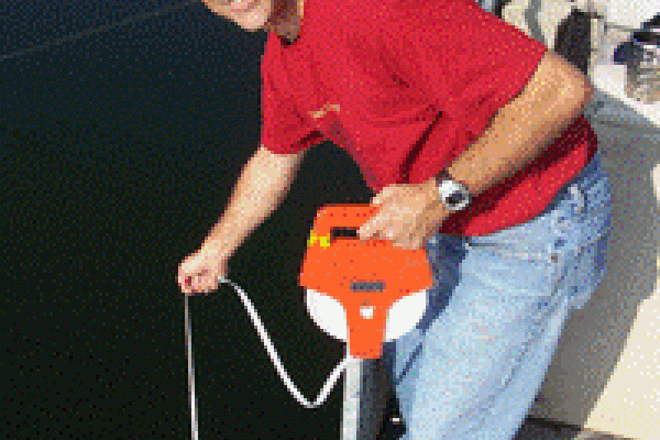 Dr. Vanni Dr. Michael Vanni holds a tool used for checking water depth