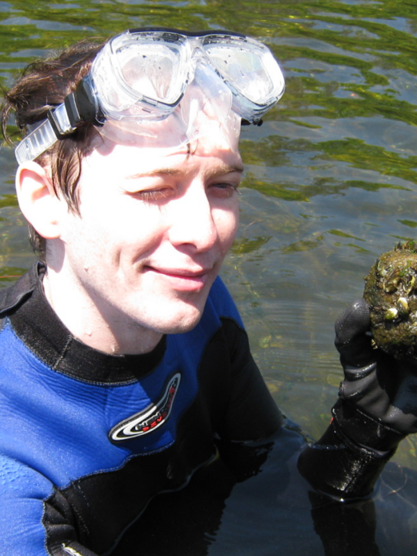 Sampling zebra mussels during my Masters project