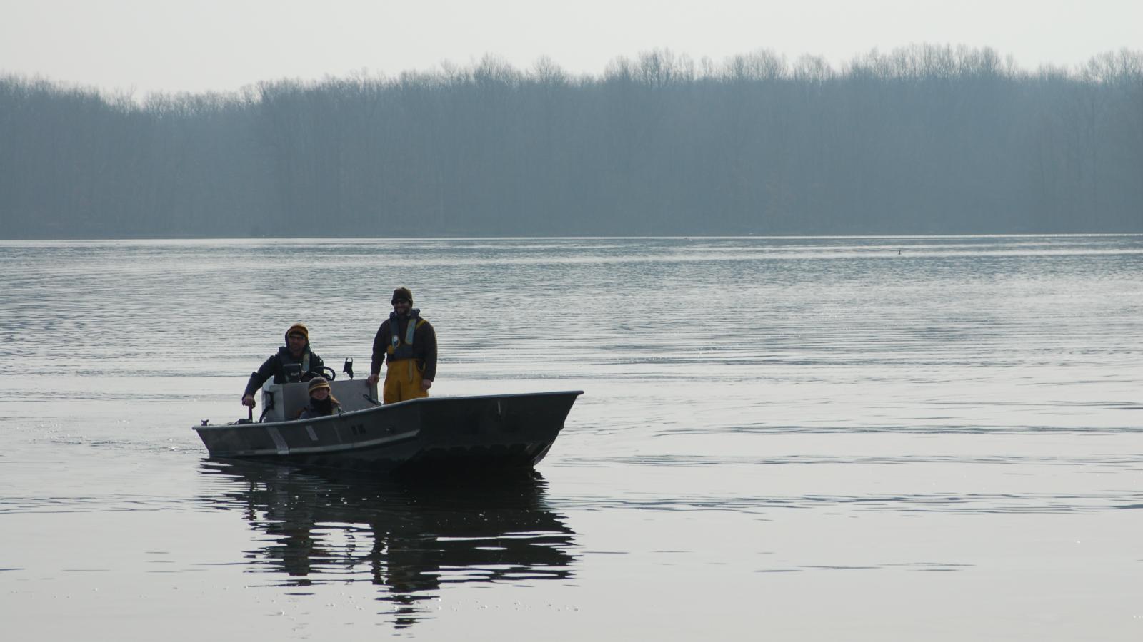 Boat on reservoir