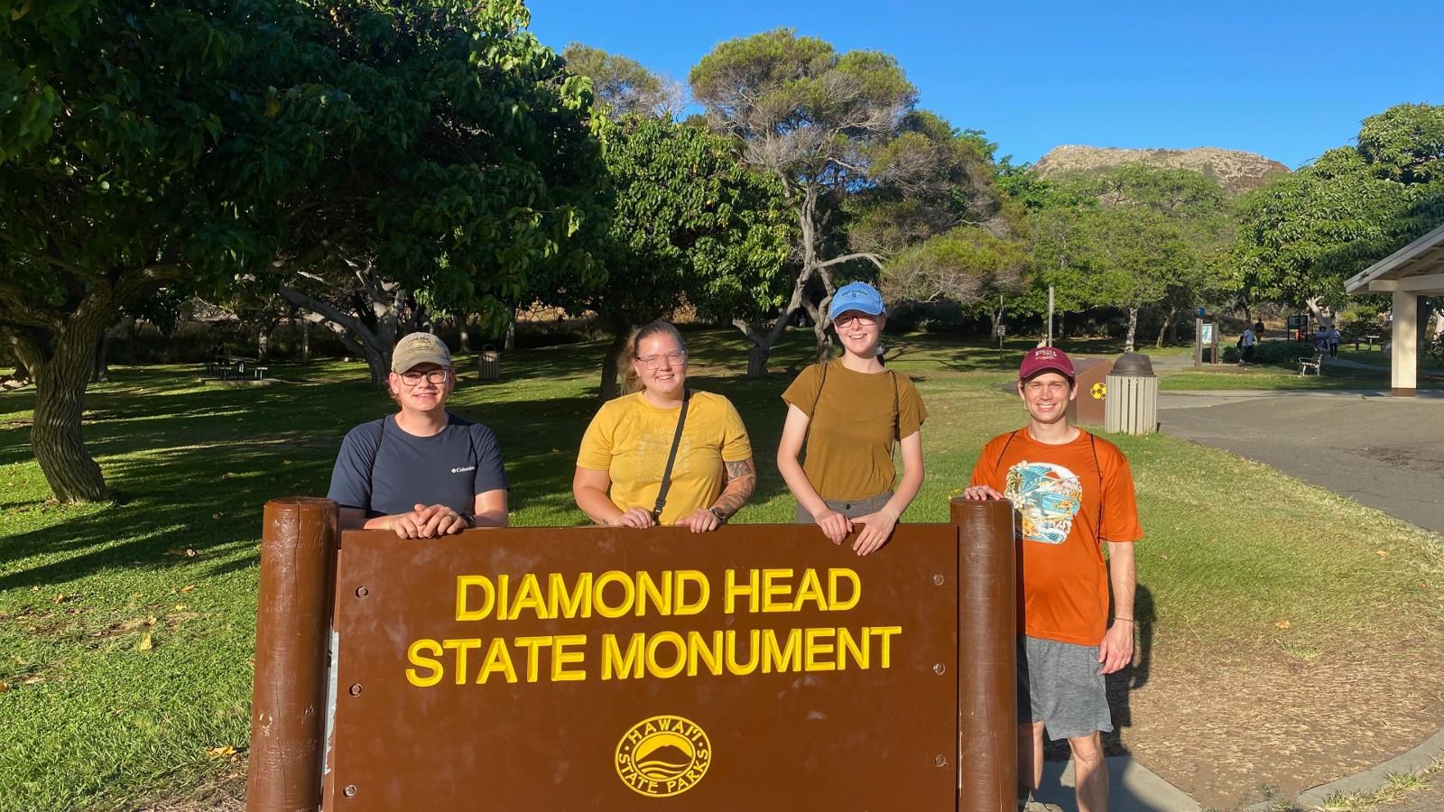 Group Photo at Diamond Head State Monument; Jacob, Kylee, Monica, & Andrew 