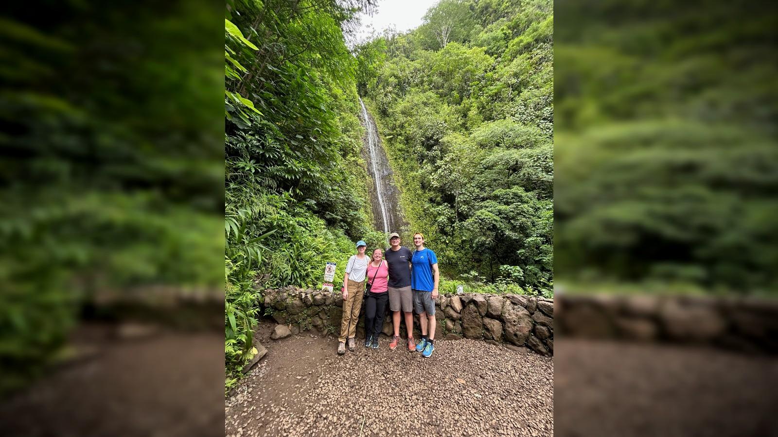 Group photo in the forest; Monica, Kylee, Jacob, & Andrew