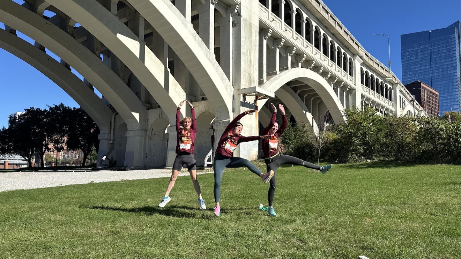 Megan, Vanessa, and Meredith getting ready for the race