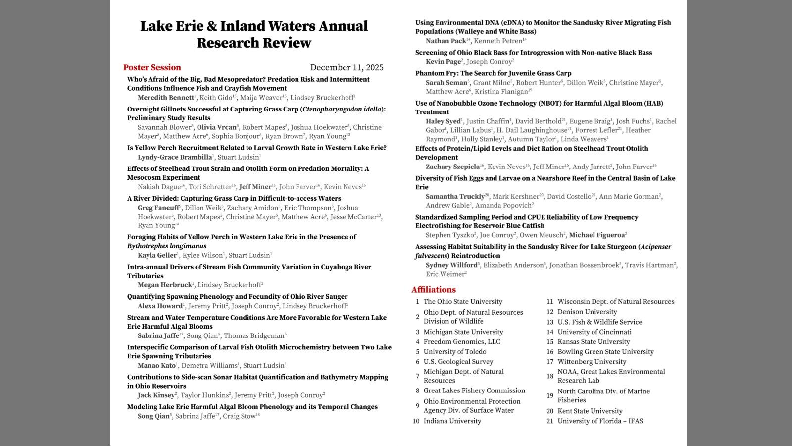 List of posters from program