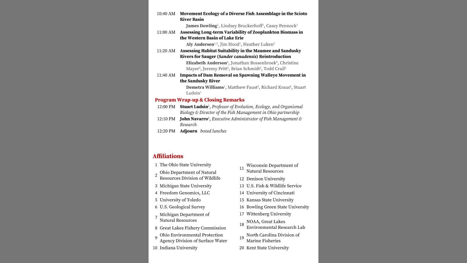 Last page of program