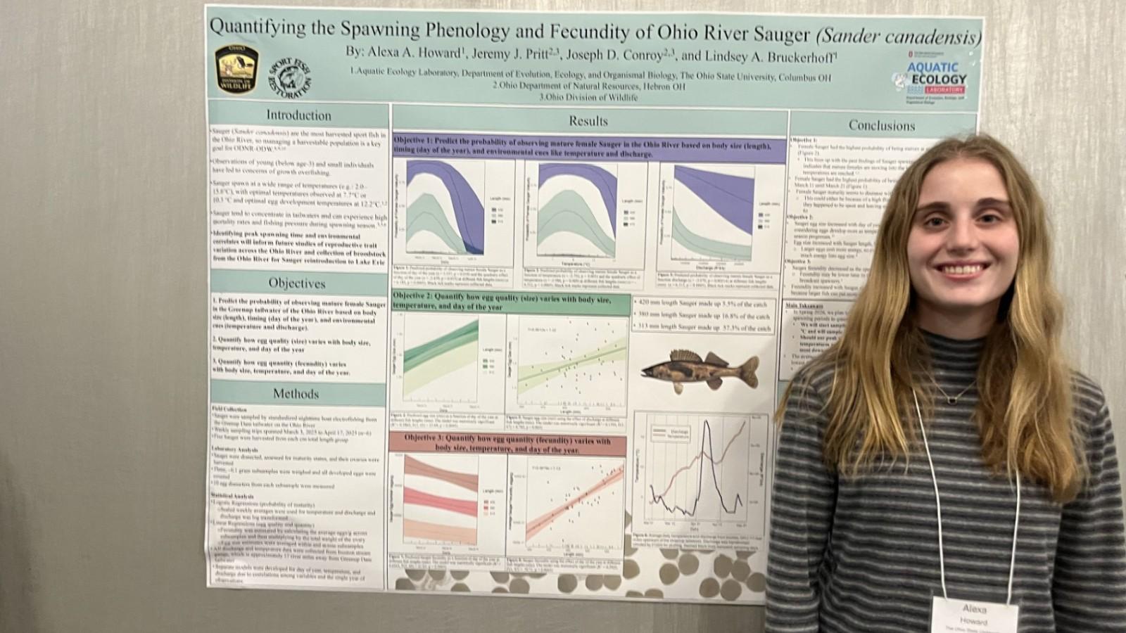 Alexa Howard next to her pposter